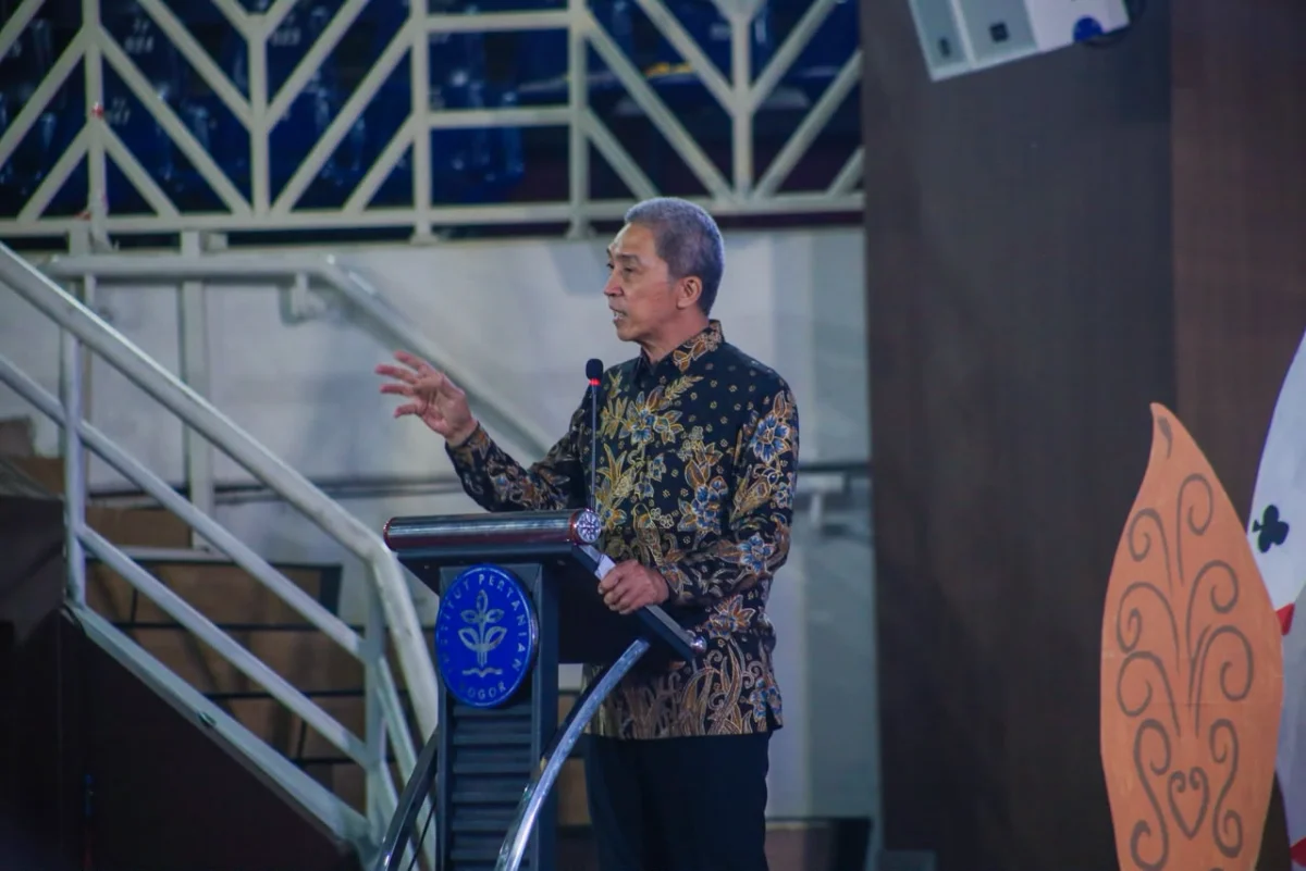 Wali Kota Bogor, Dedie Rachim, saat menjadi keynote speaker dalam kegiatan Pekan Apresiasi IPB University di Gedung Graha Widya Wisuda, Sabtu (24/10/2026).