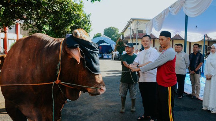 Polres Bogor Kurbankan 30 Sapi dan 23 Kambing di Idul Adha 1447 H